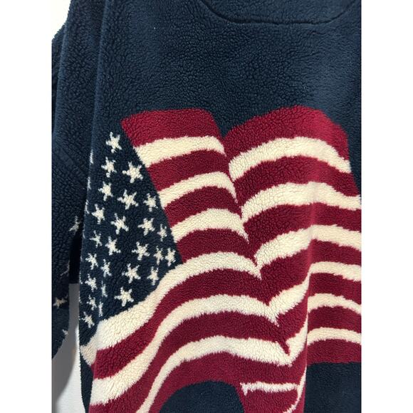 Vintage Bear Ridge Outfitters America fleece size L blue patriotic stars stripes - Picture 7 of 10